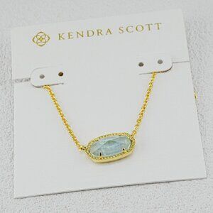 Kendra Scott Oval Light Blue Glass Shell Necklace